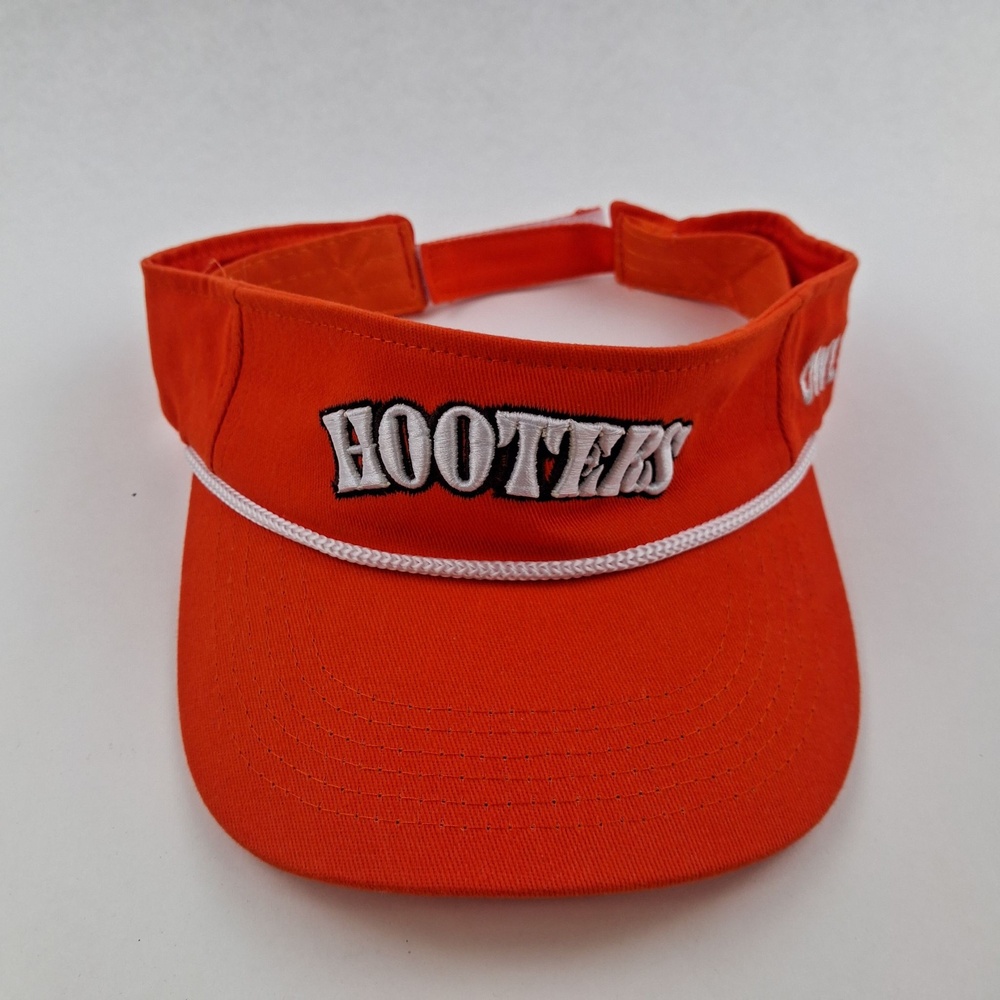 Hooters Hat Visor Strap Back One Size Orange Owl's Nest Embroidered Mens